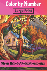 Color By Number Large Print Stress Relief & Relaxation Design