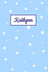 Kaitlynn: Personalized Name Journal. Wide Ruled (Lined) Writing Diary, Composition Book. Baby Blue Star Cover for Girls, Kids and Teens