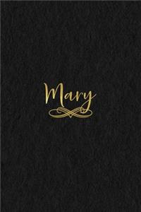 Mary: Personalized Journal to Write In - Black Gold Custom Name Line Notebook