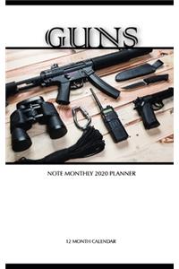 Guns Note Monthly 2020 Planner 12 Month Calendar
