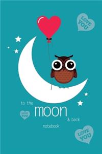 To The Moon and Back Notebook, Blank Write-in Journal, Dotted Lines, Wide Ruled, Medium (A5) 6 x 9 In (Royal Blue)