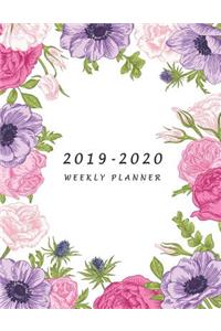 2019-2020 Weekly Planner: Large Two Year Planner with Flower Coloring Pages