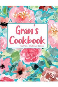 Gran's Cookbook Teal Pink Wildflower Edition