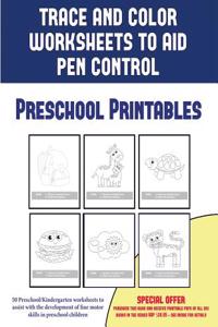 Preschool Printables (Trace and Color Worksheets to Develop Pen Control)