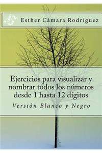 Ejercicios para visualizar y nombrar todos los números desde 1 hasta 12 dígitos