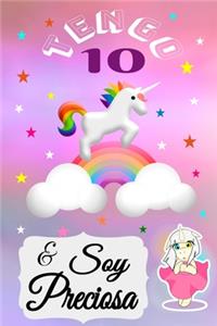 unicornio cuaderno, tengo 10 & soy preciosa, Divertido Libro de Cumpleaños Que se Puede Utilizar como un Diario o Cuaderno de notas