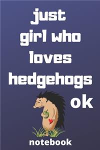 just girl who loves hedgehogs ok notebook