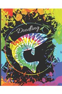 Rainbow Trout Colorful Splatter Cute Gift Sketch Book Blank Paper Pad Journal for Doodling Sketching Coloring or Writing
