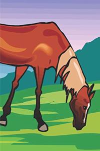 2020 Weekly Planner Horse Illustration Equine Grazing Chestnut Horse 134 Pages
