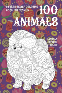 Stress Relief Coloring Book for Women - 100 Animals - Mandala Stress Relief