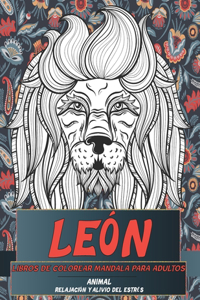Libros de colorear Mandala para adultos - Relajación y alivio del estrés - Animal - León