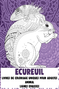 Livres de coloriage uniques pour adultes - Lignes épaisses - Animal - Écureuil