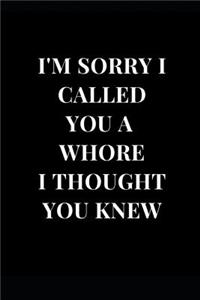 I'm Sorry I Called You a Whore I Thought You Knew