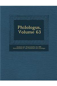 Philologus, Volume 63