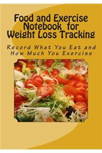 Food and Exercise Notebook for Weight Loss Tracking