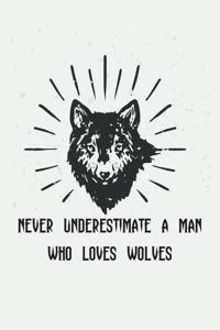 Never Underestimate A Man Who Loves Wolves