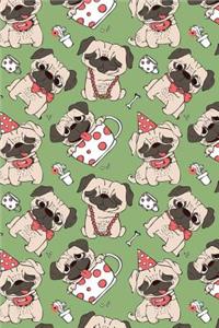 Journal Notebook Funny Pugs Pattern 12