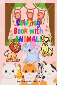 Coloring Book with Animals - For Kids ages 4-8