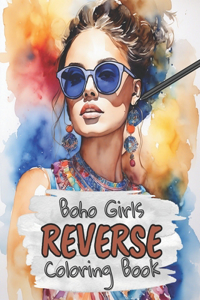 Boho Girls Reverse Coloring Book for Kids, Teens and Adults