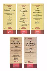 Combo Of 5 Books The Constitution Of India ,Code Of Civil Procedure, The Indian Penal Code ,Code Of Criminal Procedure 1973, The India Evidance Bare Act With Short Notes