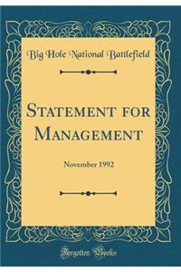 Statement for Management: November 1992 (Classic Reprint)