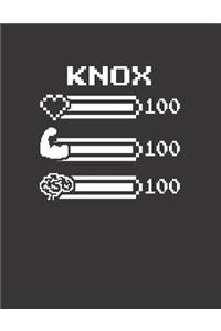 Knox: Pixel Retro Game 8 Bit Design Blank Composition Notebook College Ruled, Name Personalized for Boys & Men. Gaming Desk Stuff for Gamer Boys. Funny Co