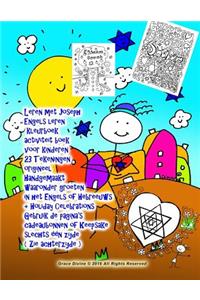 Leren met Joseph Engels leren kleurboek activiteit boek voor kinderen 23 Tekeningen origineel Handgemaakt waaronder groeten in het Engels of Hebreeuws + Holiday Celebrations Gebruik de pagina's cadeaubonnen of Keepsake
