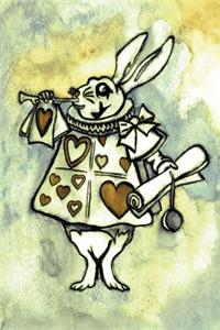 Alice in Wonderland Watercolour Journal - White Rabbit With Trumpet (Garden)
