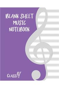 Blank Sheet Music Composition Manuscript Staff Paper Art Music CLASS 14 Notebook Birthday Gift