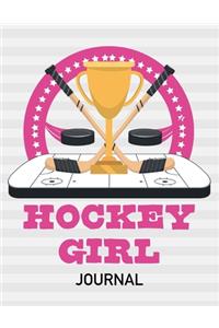 Hockey Girl Journal: Pink 8.5 X 11 Inches Blank Lined Notebook to Write In