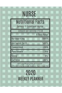 Nurse Nutritional Facts Weekly Planner 2020