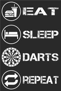 Eat Sleep Darts Repeat - Darts Notizbuch: DIN A5 Kariert 120 Seiten - Planer Tagebuch Notizheft Notizblock Journal To Do Liste - Dartspieler Dartscheibe Dart Tripple 180 Punkte Pfeile - Gesc