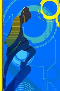 Abstract Art of Woman in Shawl with Blue Yellow and Green Colors Journal