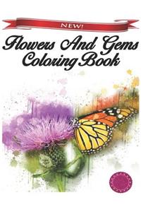 Flowers and Gems Coloring Book