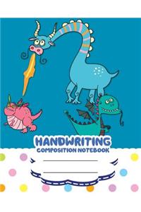 Handwriting primary composition notebook, 8 x 10 inch 200 page, Blue and dots cute dragon