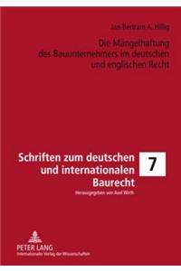 Die Maengelhaftung Des Bauunternehmers Im Deutschen Und Englischen Recht