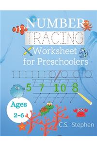 Number Tracing Worksheet for Preschoolers