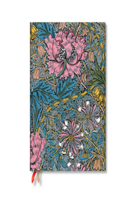 Paperblanks 2025 Daily Planner French Morris Pink Honeysuckle William Morris 12-Month Mini Elastic Band 416 Pg 80 GSM