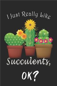 I Just Really like Succulents, OK ? Journal: 6*9 Lined Diary Notebook, Journal or Planner and birthday Gifts with 120 pages, Funny Gifts for Succulents Lovers