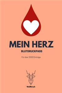 Mein Herz - Blutdruckpass - Für über 2000 Einträge