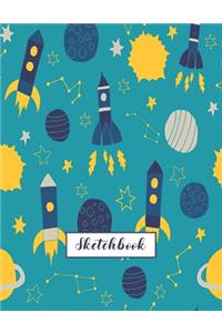 Sketchbook: Space Rocket Journal for Kids Extra Large 8.5x11 Drawing Pad for Sketching and Doodling