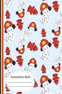 Cute Dalmatian Puppy Firefighter Composition Notebook Sketchbook Paper