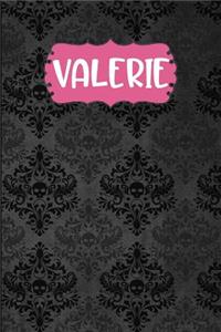 Valerie: Black Gothic Personalized Lined Notebook and Journal for Women and Girls to Write in