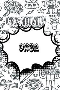 Owen: Personalized Doodle Isometric Dot Paper Notebook Featuring 120 Pages 6x9