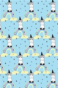 Journal Notebook Little Unicorns On Rainbows Pattern 1
