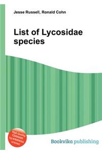 List of Lycosidae Species