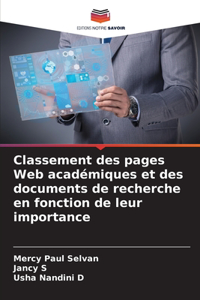 Classement des pages Web académiques et des documents de recherche en fonction de leur importance