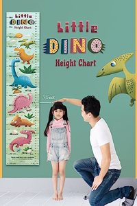 Little Dino Height Chart: Growth Chart With Measuring Ruler and Stick-on Tape