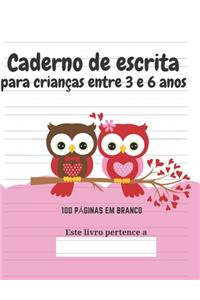 Caderno de escrita para crianças entre 3 e 6 anos