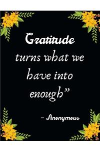 Gratitude turns what we have into enough" - Anonymous: A 52 Week Guide To Cultivate An Attitude Of Gratitude: Gratitude ... ... Find happiness & peach in 5 minute a day